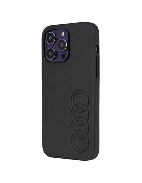 Audi sintetinės odos dėklas iPhone 14 Pro Max - juodas Audi sintetinės odos dėklas iPhone 14 Pro Max - juodas