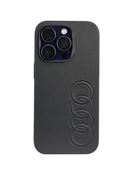 Audi sintetinės odos dėklas iPhone 14 Pro - juodas Audi sintetinės odos dėklas iPhone 14 Pro - juodas
