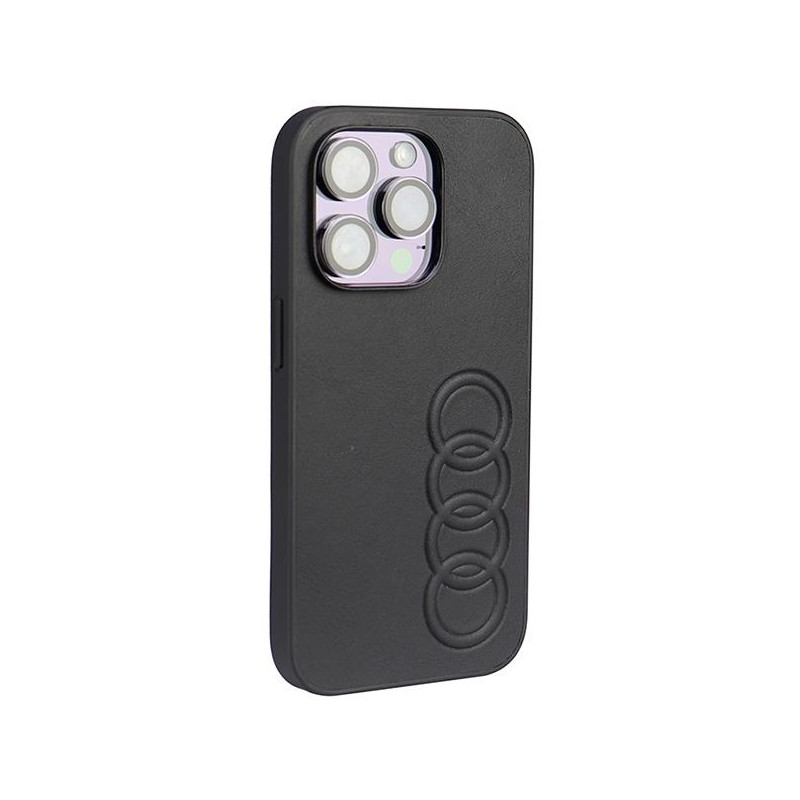 Audi sintetinės odos dėklas iPhone 14 Pro - juodas