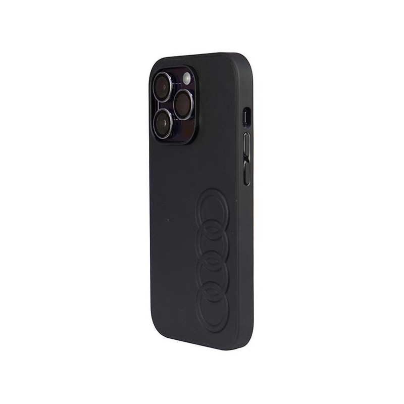 Audi sintetinės odos dėklas iPhone 14 Pro - juodas