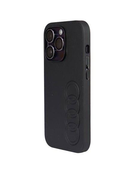 Audi sintetinės odos dėklas iPhone 14 Pro - juodas Audi sintetinės odos dėklas iPhone 14 Pro - juodas