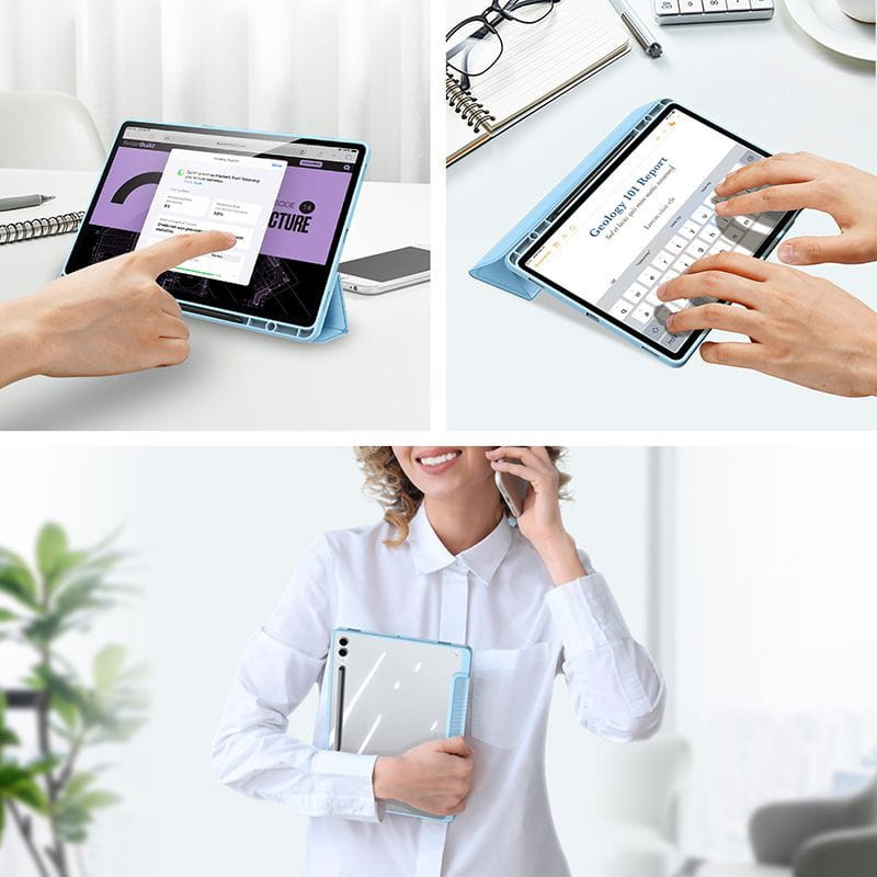 Dux Ducis Toby dėklas su atverčiamu stovu Samsung Galaxy Tab S9 FE Plus - mėlynas