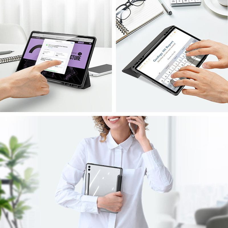 Dux Ducis Toby dėklas su atverčiamu stovu Samsung Galaxy Tab S9 FE Plus - juodas