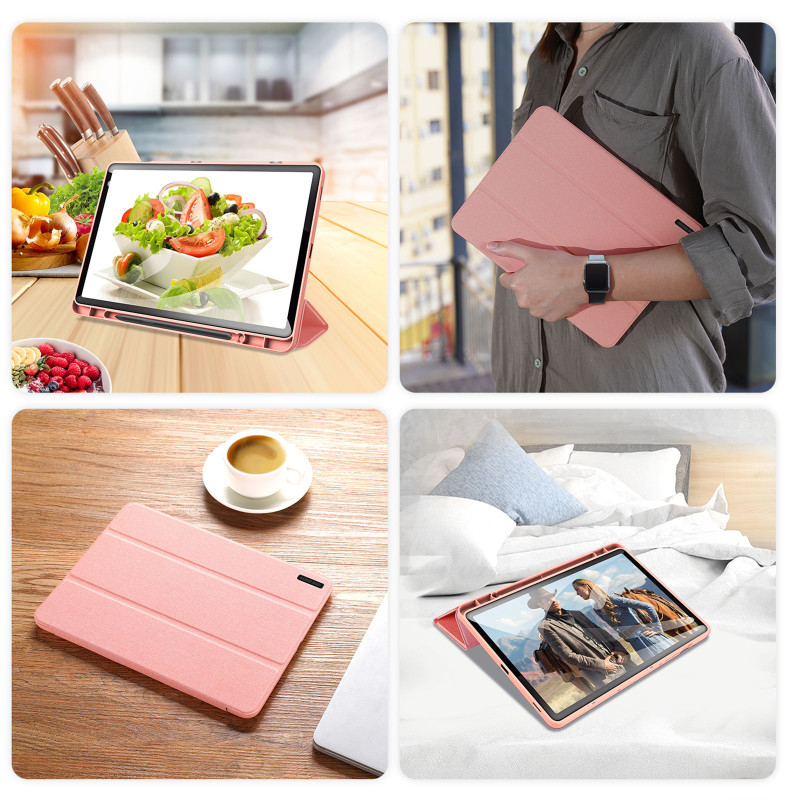 Dux Ducis Domo eko odos dėklas su stovu Samsung Tab S9 FE+ - rožinis