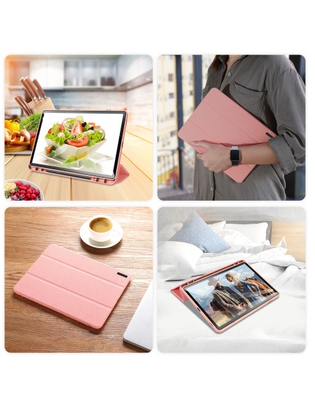 Dux Ducis Domo eko odos dėklas su stovu Samsung Tab S9 FE+ - rožinis Dux Ducis Domo eko odos dėklas su stovu Samsung Tab S9 FE+ - rožinis