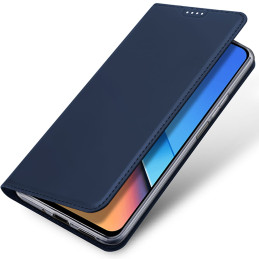 Dux Ducis Skin Pro ekologiškos odos dėklas, skirtas Xiaomi Poco M6 Pro / Redmi 12/ Redmi 12R - mėlynas