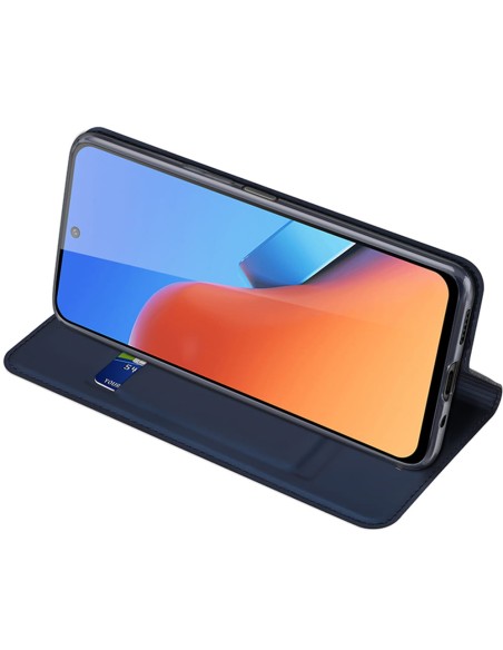 Dux Ducis Skin Pro ekologiškos odos dėklas, skirtas Xiaomi Poco M6 Pro / Redmi 12/ Redmi 12R - mėlynas