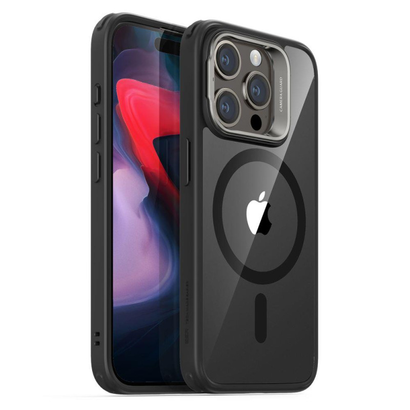 ESR Classic Kickstand Halolock dėklas su MagSafe, skirtas iPhone 15 Pro – skaidrus ir juodas