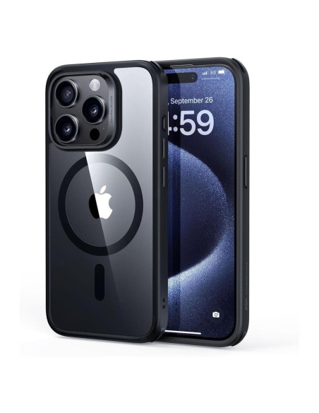 ESR Classic Hybrid Halolock MagSafe dėklas, skirtas iPhone 15 Pro Max – skaidrus ir juodas