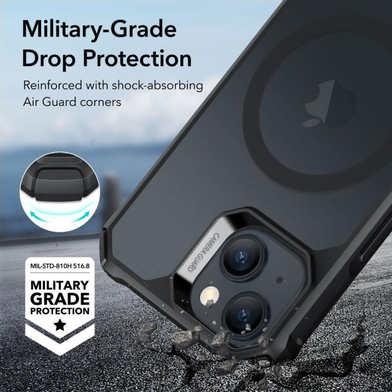 ESR Air Armor Halolock MagSafe dėklas iPhone 15 - matinė juoda