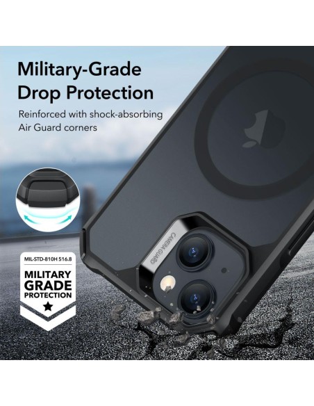 ESR Air Armor Halolock MagSafe dėklas iPhone 15 - matinė juoda