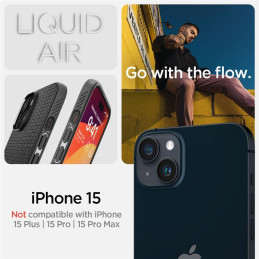 Spigen Liquid Air dėklas, skirtas iPhone 15 - matinė juoda