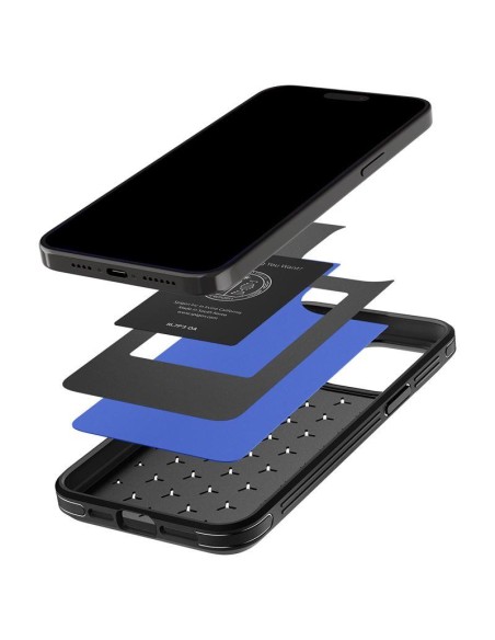 Spigen Cryo Armor dėklas iPhone 15 Pro Max - juodos ir mėlynos spalvos