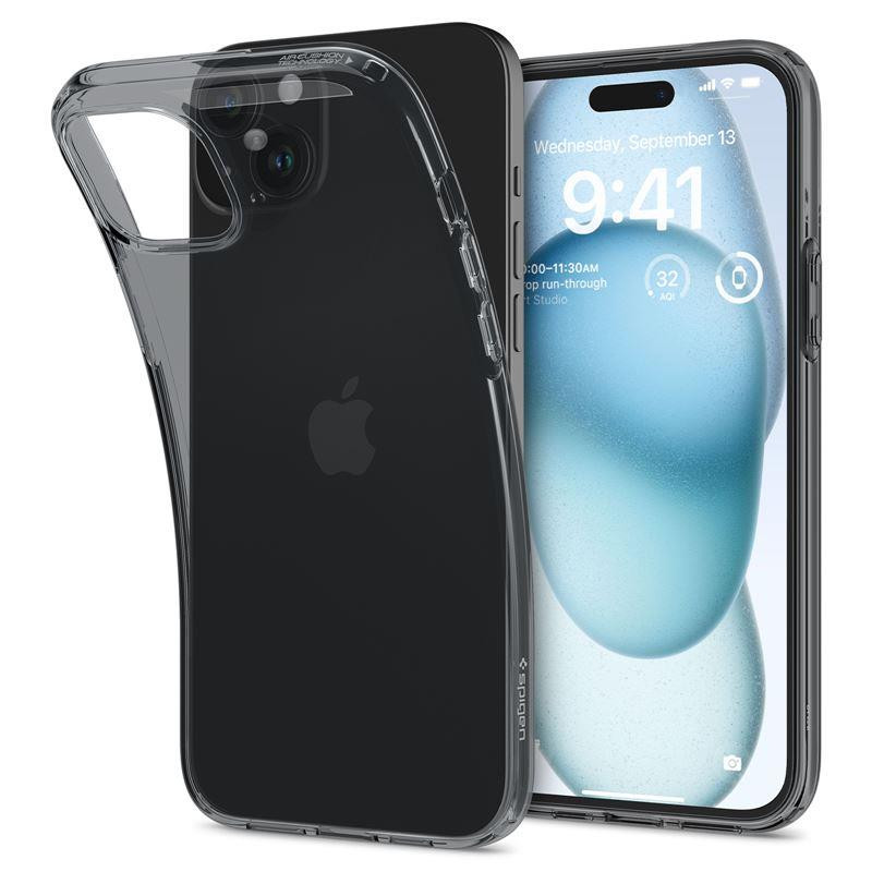 Spigen Crystal Flex dėklas iPhone 15 - pilkai skaidrus