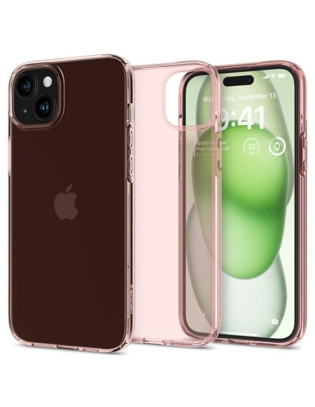 Spigen Crystal Flex dėklas iPhone 15 Plus - rožinis ir skaidrus