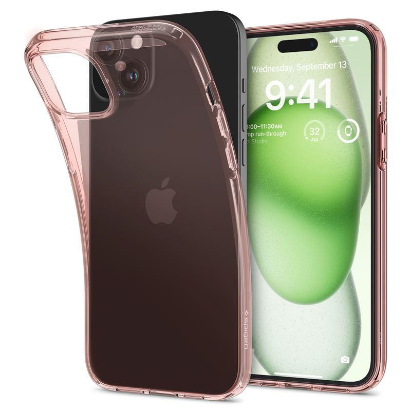 Spigen Crystal Flex dėklas iPhone 15 Plus - rožinis ir skaidrus