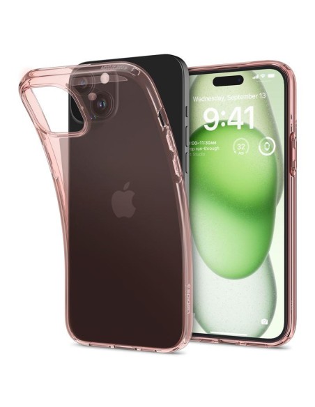Spigen Crystal Flex dėklas iPhone 15 Plus - rožinis ir skaidrus
