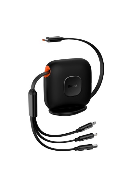 Ištraukiamas laidas 3in1 USB-C microUSB iPhone Lightning Power Delivery 1,7m juodas Ištraukiamas laidas 3in1 USB-C microUSB iPhone Lightning Power Delivery 1,7m juodas