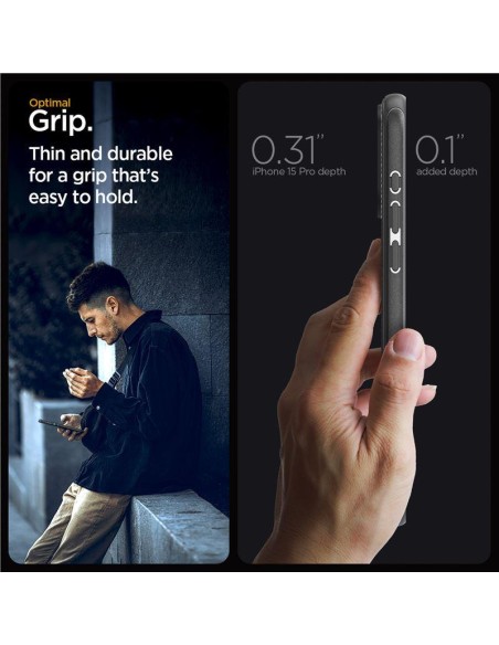 Spigen Mag Armor dėklas su MagSafe iPhone 15 Pro - matinė juoda Spigen Mag Armor dėklas su MagSafe iPhone 15 Pro - matinė juoda