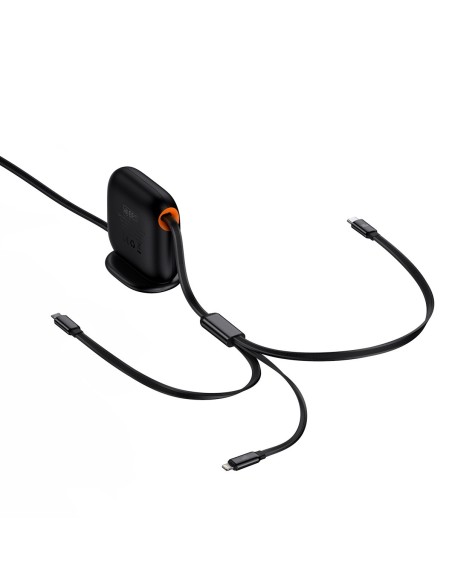 Ištraukiamas laidas 3in1 USB-C microUSB iPhone Lightning Power Delivery 1,7m juodas Ištraukiamas laidas 3in1 USB-C microUSB iPhone Lightning Power Delivery 1,7m juodas