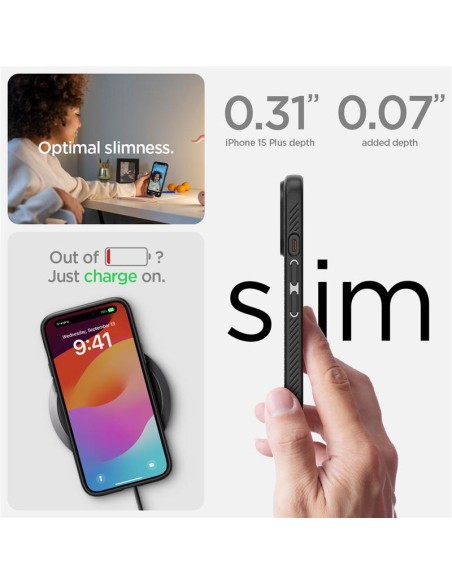 Spigen Liquid Air dėklas, skirtas iPhone 15 Plus - matinė juoda
