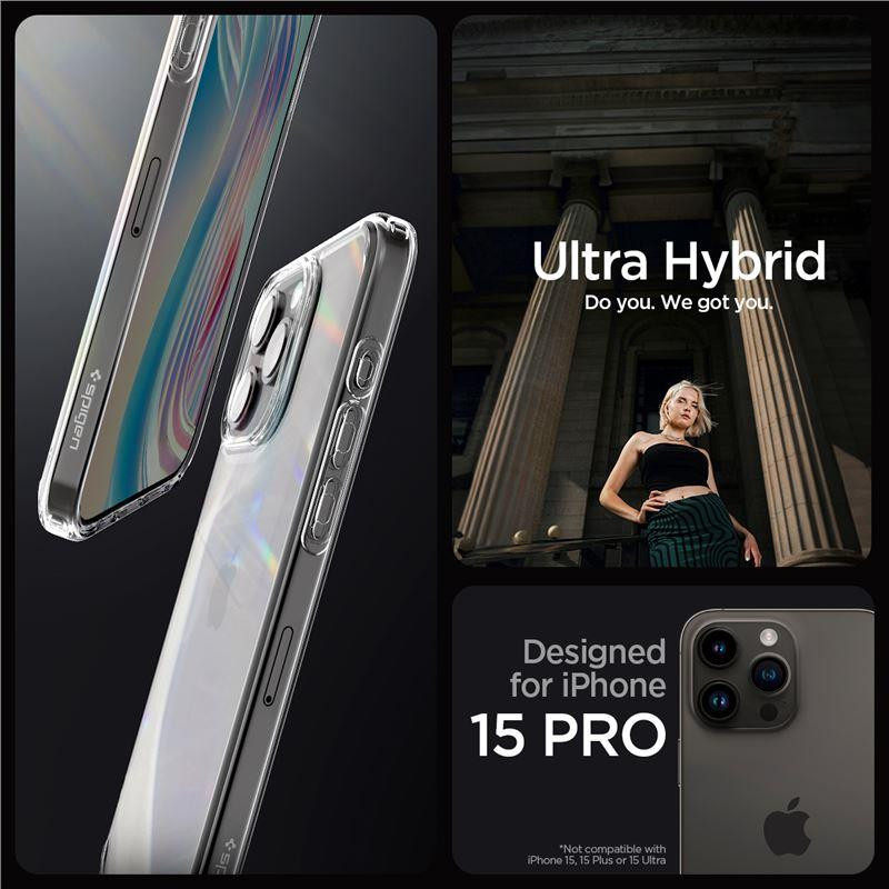 Spigen Crystal Hybrid dėklas iPhone 15 Pro - skaidrus Spigen Crystal Hybrid dėklas iPhone 15 Pro - skaidrus
