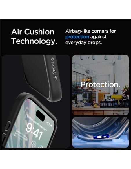 Spigen Crystal Hybrid dėklas iPhone 15 Pro Max - skaidrus ir juodas Spigen Crystal Hybrid dėklas iPhone 15 Pro Max - skaidrus ir juodas
