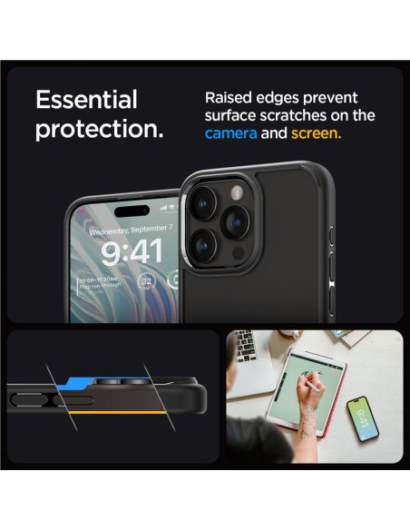 Spigen Crystal Hybrid dėklas iPhone 15 Pro Max - skaidrus ir juodas Spigen Crystal Hybrid dėklas iPhone 15 Pro Max - skaidrus ir juodas