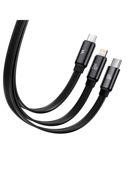 Ištraukiamas laidas 3in1 USB-C microUSB iPhone Lightning Power Delivery 1,7m juodas Ištraukiamas laidas 3in1 USB-C microUSB iPhone Lightning Power Delivery 1,7m juodas