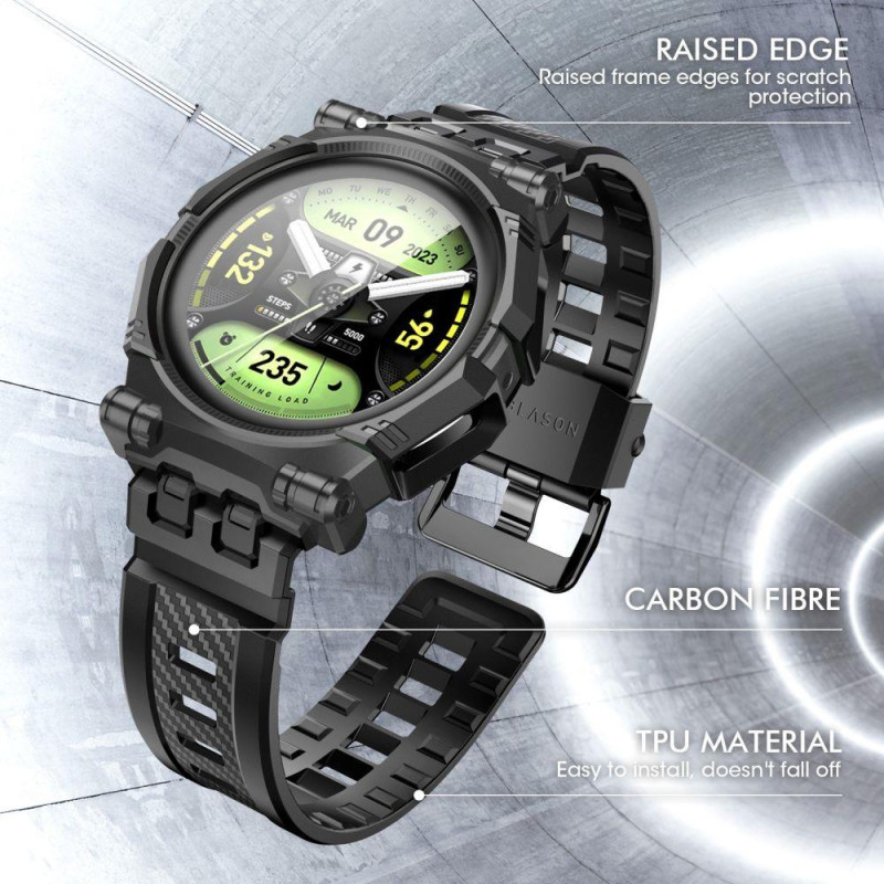 Supcase IBLSN ArmorBox dėklo, dirželio ir stiklo rinkinys Samsung Galaxy Watch 5 Pro (45 mm) - juodas 2 vnt.