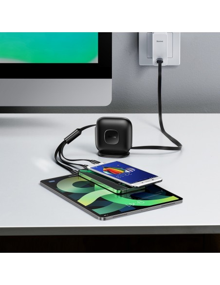 Ištraukiamas laidas 3in1 USB-C microUSB iPhone Lightning Power Delivery 1,7m juodas Ištraukiamas laidas 3in1 USB-C microUSB iPhone Lightning Power Delivery 1,7m juodas
