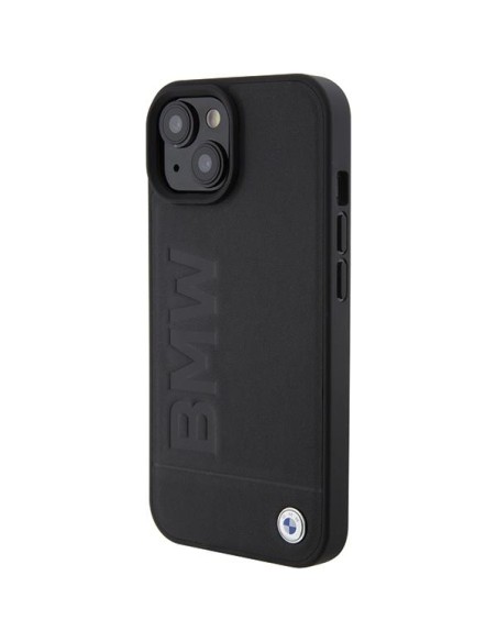 BMW Leather Hot Stamp dėklas iPhone 15 - juodas BMW Leather Hot Stamp dėklas iPhone 15 - juodas