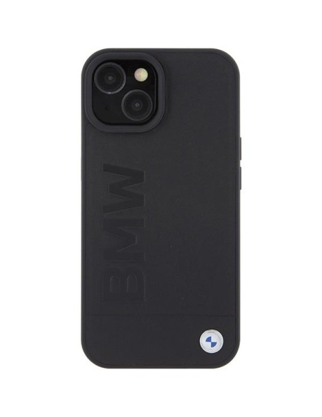 BMW Leather Hot Stamp dėklas iPhone 15 - juodas BMW Leather Hot Stamp dėklas iPhone 15 - juodas