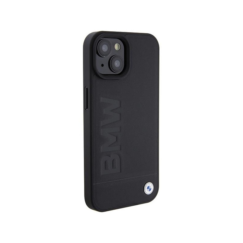 BMW Leather Hot Stamp dėklas iPhone 15 - juodas