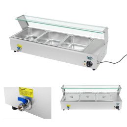 Bain marie stiklinis šildomas furšetas + 3xGN