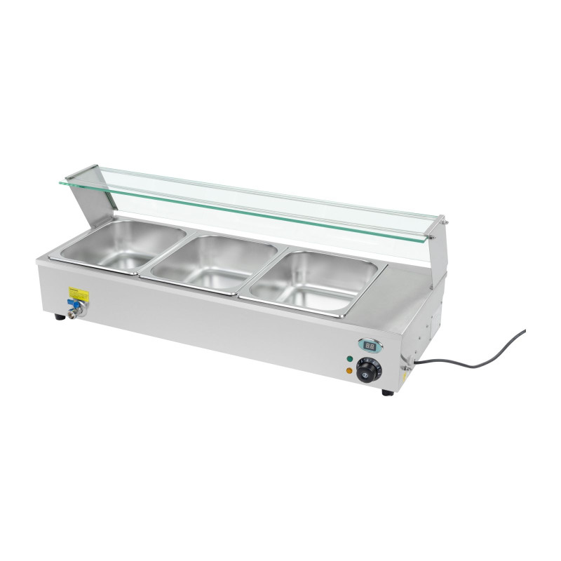 Bain marie stiklinis šildomas furšetas + 3xGN