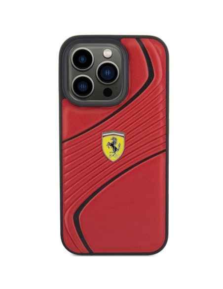 Ferrari Twist Metal Logo dėklas, skirtas iPhone 15 Pro - raudonas Ferrari Twist Metal Logo dėklas, skirtas iPhone 15 Pro - raudonas