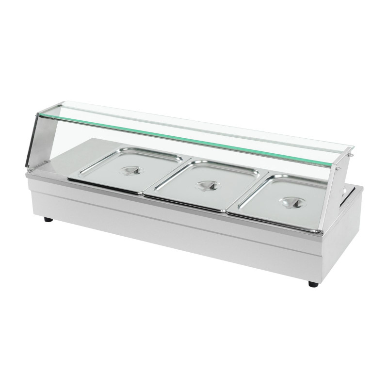Bain marie stiklinis šildomas furšetas + 3xGN