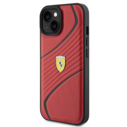 Ferrari Twist Metal Logo dėklas, skirtas iPhone 15 - raudonas