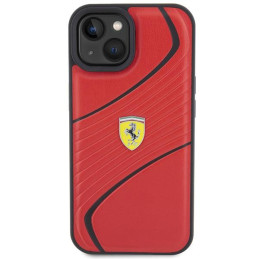 Ferrari Twist Metal Logo dėklas, skirtas iPhone 15 - raudonas