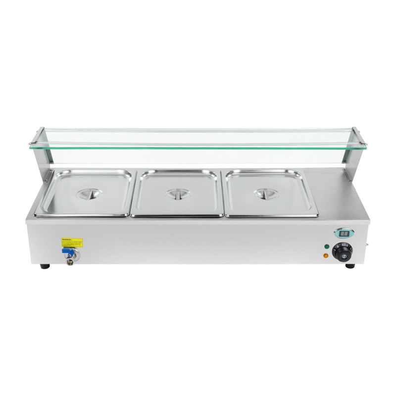 Bain marie stiklinis šildomas furšetas + 3xGN