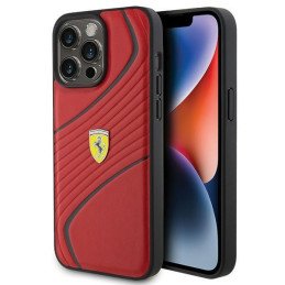 Ferrari Twist Metal Logo dėklas, skirtas iPhone 15 Pro Max - raudonas