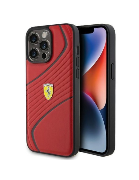 Ferrari Twist Metal Logo dėklas, skirtas iPhone 15 Pro Max - raudonas Ferrari Twist Metal Logo dėklas, skirtas iPhone 15 Pro Max - raudonas
