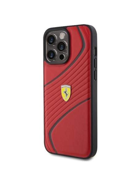 Ferrari Twist Metal Logo dėklas, skirtas iPhone 15 Pro Max - raudonas Ferrari Twist Metal Logo dėklas, skirtas iPhone 15 Pro Max - raudonas