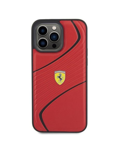 Ferrari Twist Metal Logo dėklas, skirtas iPhone 15 Pro Max - raudonas Ferrari Twist Metal Logo dėklas, skirtas iPhone 15 Pro Max - raudonas