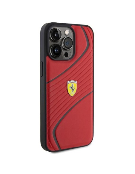 Ferrari Twist Metal Logo dėklas, skirtas iPhone 15 Pro Max - raudonas Ferrari Twist Metal Logo dėklas, skirtas iPhone 15 Pro Max - raudonas