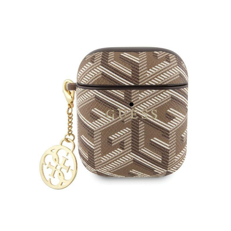 Guess GCube Charm dėklas, skirtas AirPods 1/ 2 – rudas Guess GCube Charm dėklas, skirtas AirPods 1/ 2 – rudas