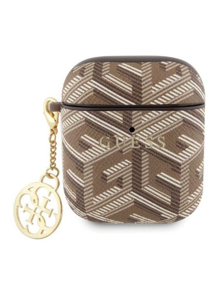 Guess GCube Charm dėklas, skirtas AirPods 1/ 2 – rudas Guess GCube Charm dėklas, skirtas AirPods 1/ 2 – rudas