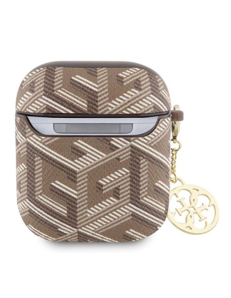Guess GCube Charm dėklas, skirtas AirPods 1/ 2 – rudas Guess GCube Charm dėklas, skirtas AirPods 1/ 2 – rudas