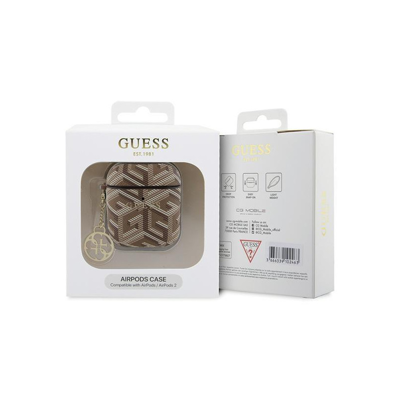 Guess GCube Charm dėklas, skirtas AirPods 1/ 2 – rudas